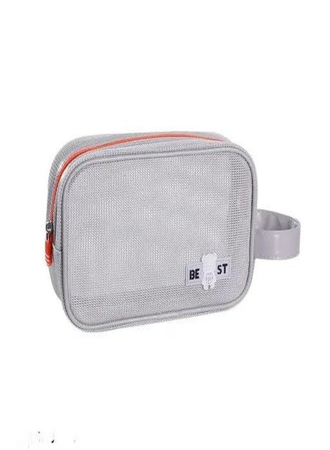 ARMAR Mesh Toiletry Bag for Women & Men - Travel Cosmetic Pouch | Waterproof Organizer for Toiletries, Makeup, Shaving Kit | Lightweight, Breathable Travel Pouch with Handle - Black (Grey) - Image 1